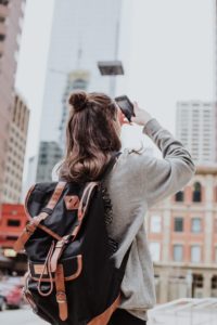 Travel nurse taking pictures of a new city 