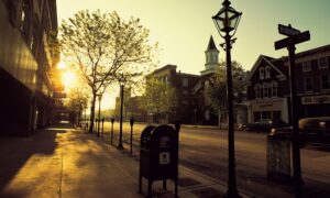 sunrise in quiet small town where travel nurse can find a job